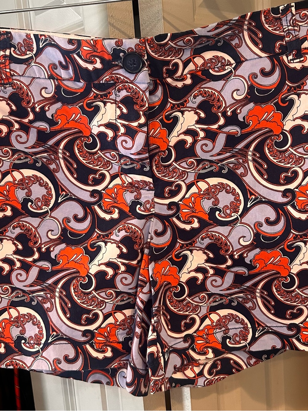 crown & ivy Navy, Orange & Cream Paisley Print Shorts